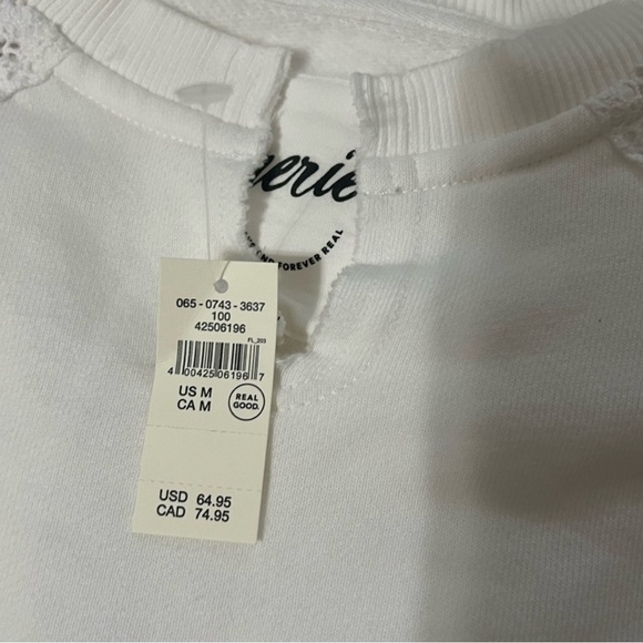 Aerie Hey Crochet White Lace Sweatshirt NWT - Picture 4 of 7